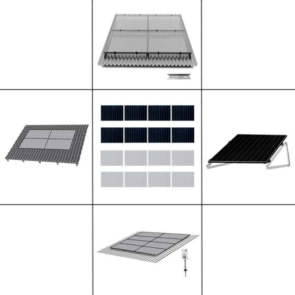 2-reihiges Solar-Montagesystem, schwarz, Quer-Verlegung, Montageart wählbar