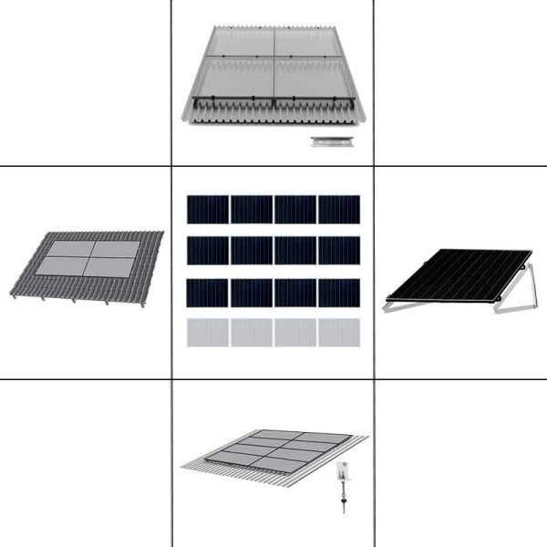 3-reihiges Solar-Montagesystem, schwarz, Quer-Verlegung, Montageart wählbar
