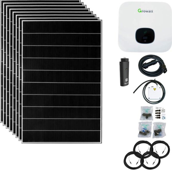 3000 Watt batteriekompatible Solaranlage mit Aufputzsteckdose, Growatt XH Wechselrichter, EcoDelta