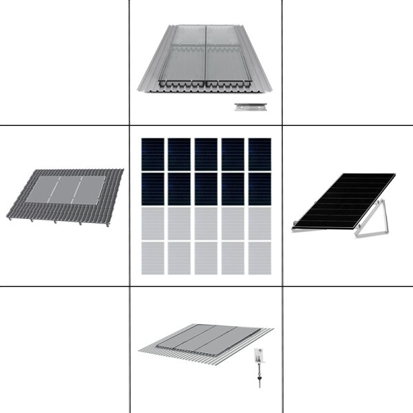 2-reihiges Solar-Montagesystem, silber, Hochkant-Verlegung, Montageart wählbar