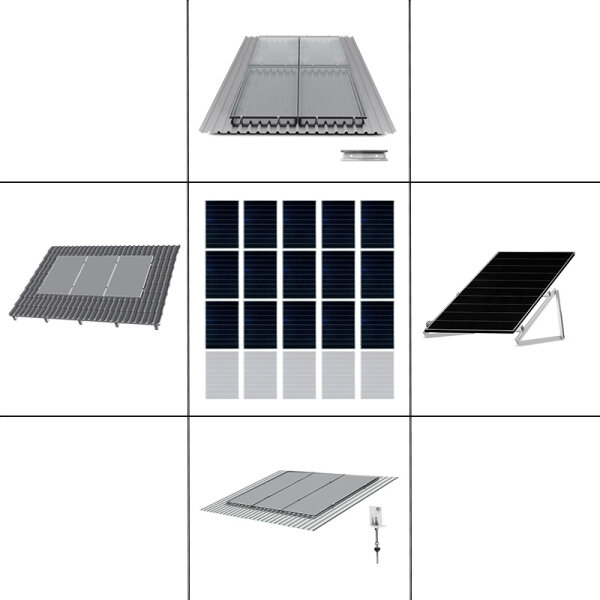 3-reihiges Solar-Montagesystem, silber, Hochkant-Verlegung, Montageart wählbar