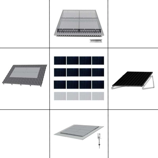 3-reihiges Solar-Montagesystem, silber, Quer-Verlegung, Montageart wählbar