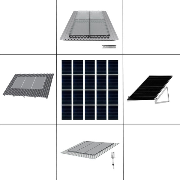 4-reihiges Solar-Montagesystem, silber, Hochkant-Verlegung, Montageart wählbar