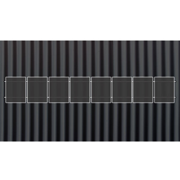 1 reihiges schwarzes Befestigungssystem für Solarmodule zur Hochkant Verlegung für 8 Module  für Flachdach