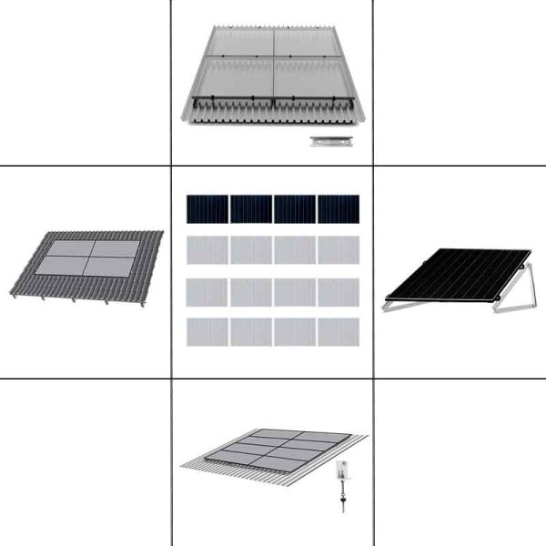 1-reihiges Solar-Montagesystem, schwarz, Quer-Verlegung, Montageart wählbar