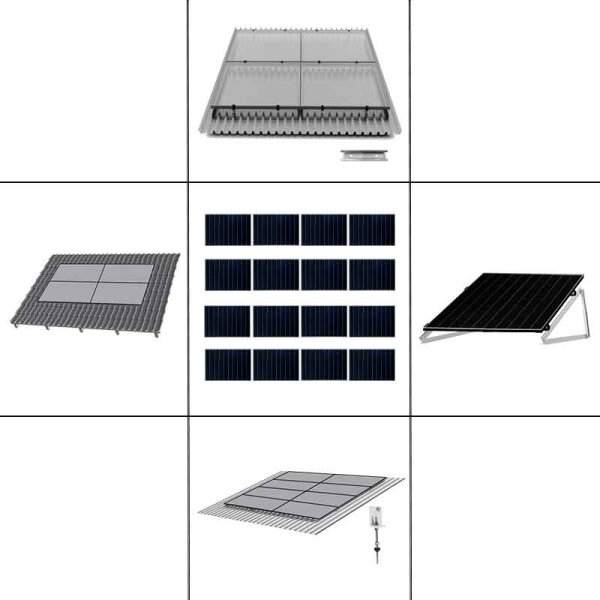 4-reihiges Solar-Montagesystem, schwarz, Quer-Verlegung, Montageart wählbar
