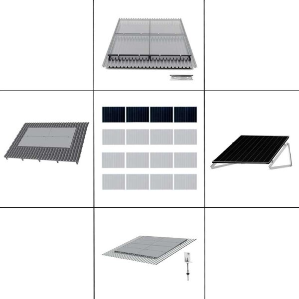 1-reihiges Solar-Montagesystem, silber, Quer-Verlegung, Montageart wählbar
