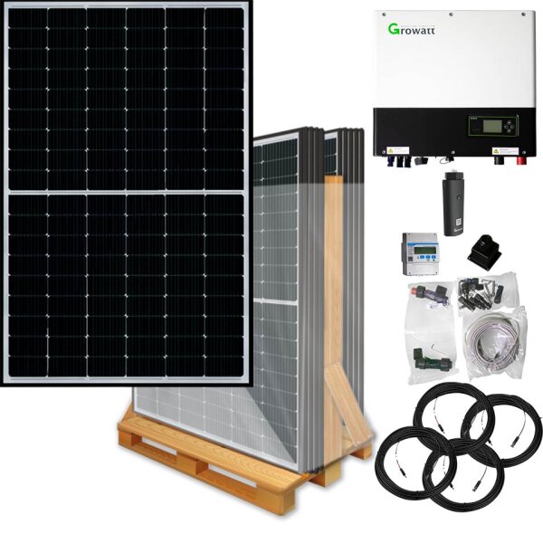 7000 Watt Hybrid Solaranlage, Basisset dreiphasig inkl. Growatt Wechselrichter, Solarspace