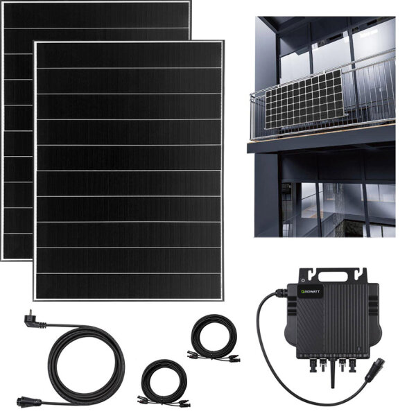 800 W Balkonkraftwerk Solaranlage Wechselrichter Balkonhalterung EcoDelta ALU-Halterung easy